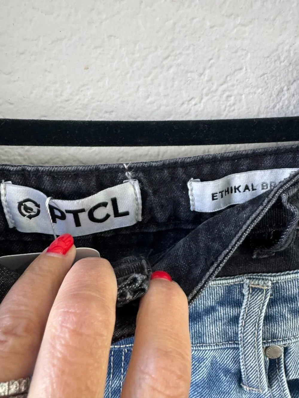 PTCL Long Denim Shorts with Two Contrasting (Black & Blue) Waistbands - Size 29